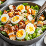 high protein caesar salad with chicken and eggs