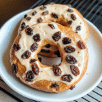 high protein cinnamon raisin bagel recipe on table