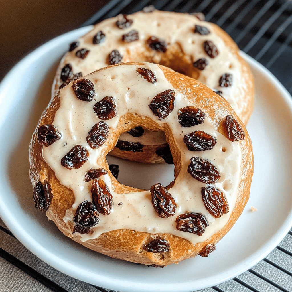 high protein cinnamon raisin bagel recipe on table