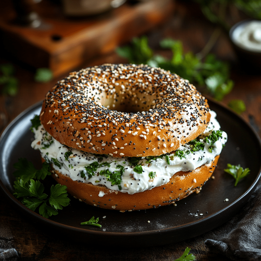 high protein cottage cheese bagels recipe with herbed cheese filling